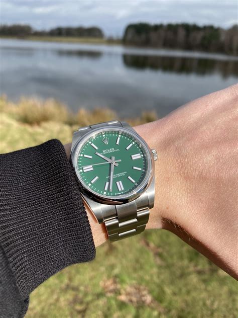 Rolex oyster perpetual green face